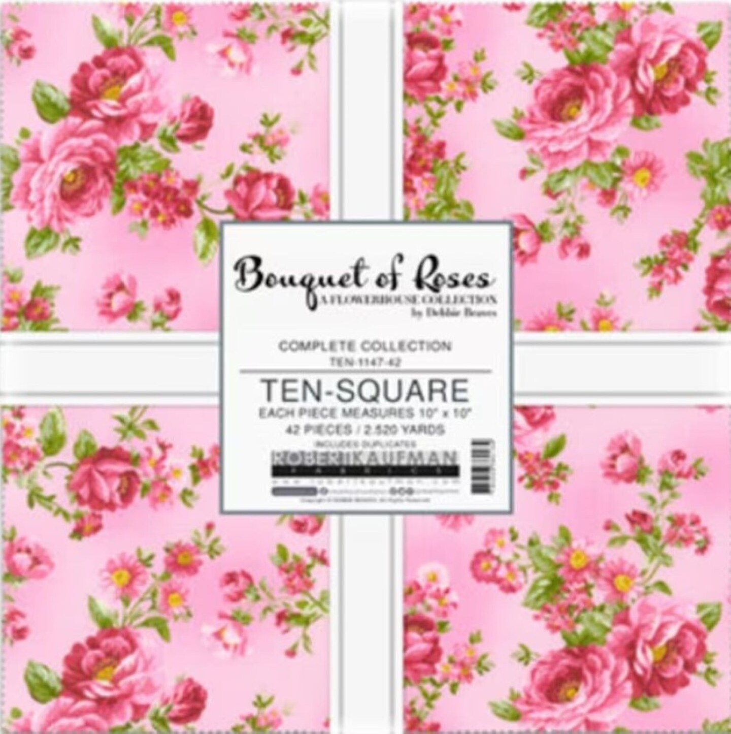 Robert Kaufman by Debbie Beaves Floral  Bouquet of Roses 10 Squares 42pcs