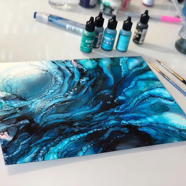 Alcohol Ink Blending Solution (4-Ounce), Alcohol Ink Blending Solution Tools, Needle Tip Applicator and Refill Bottles and Funnel - Bundle for Yupo Paper and Resin