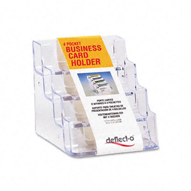 Deflect-O 70841 Four-Pocket Countertop Business Card Holder  Holds 2 x 3-1/2 Cards  Clear