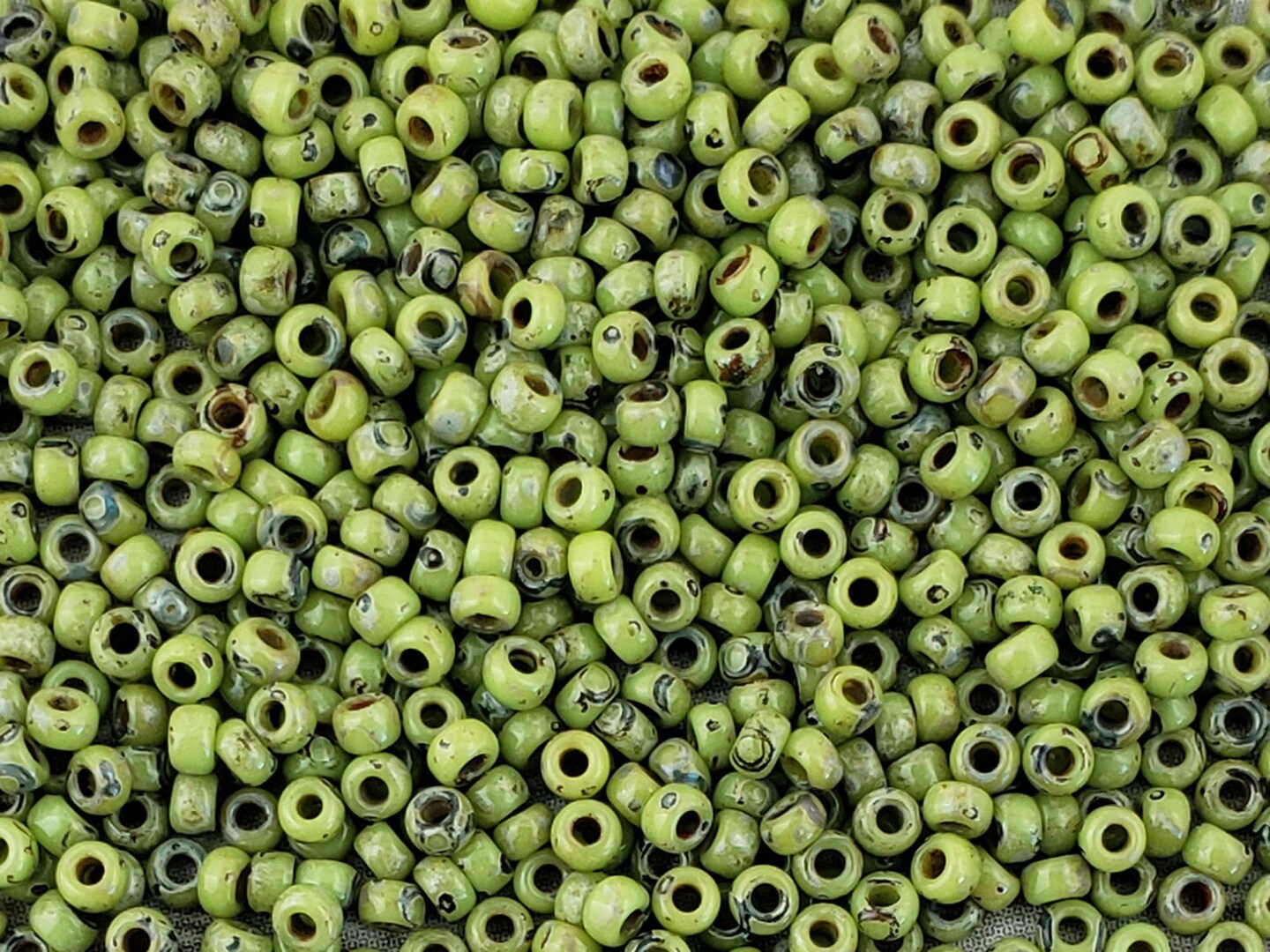 Opaque Chartreuse Picasso Miyuki Seed Beads