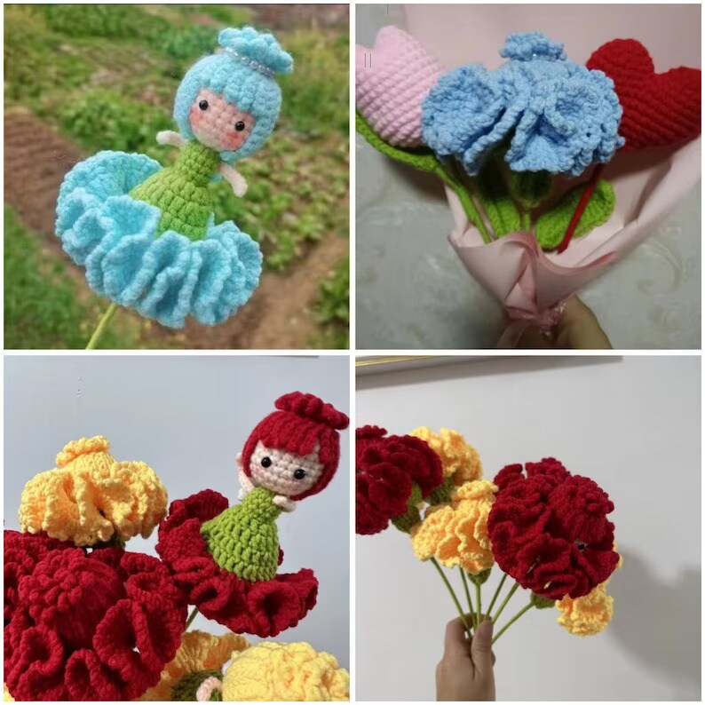 Handcrafted Reversible Carnation-to- Flower Fairy Crochet  display picture 2