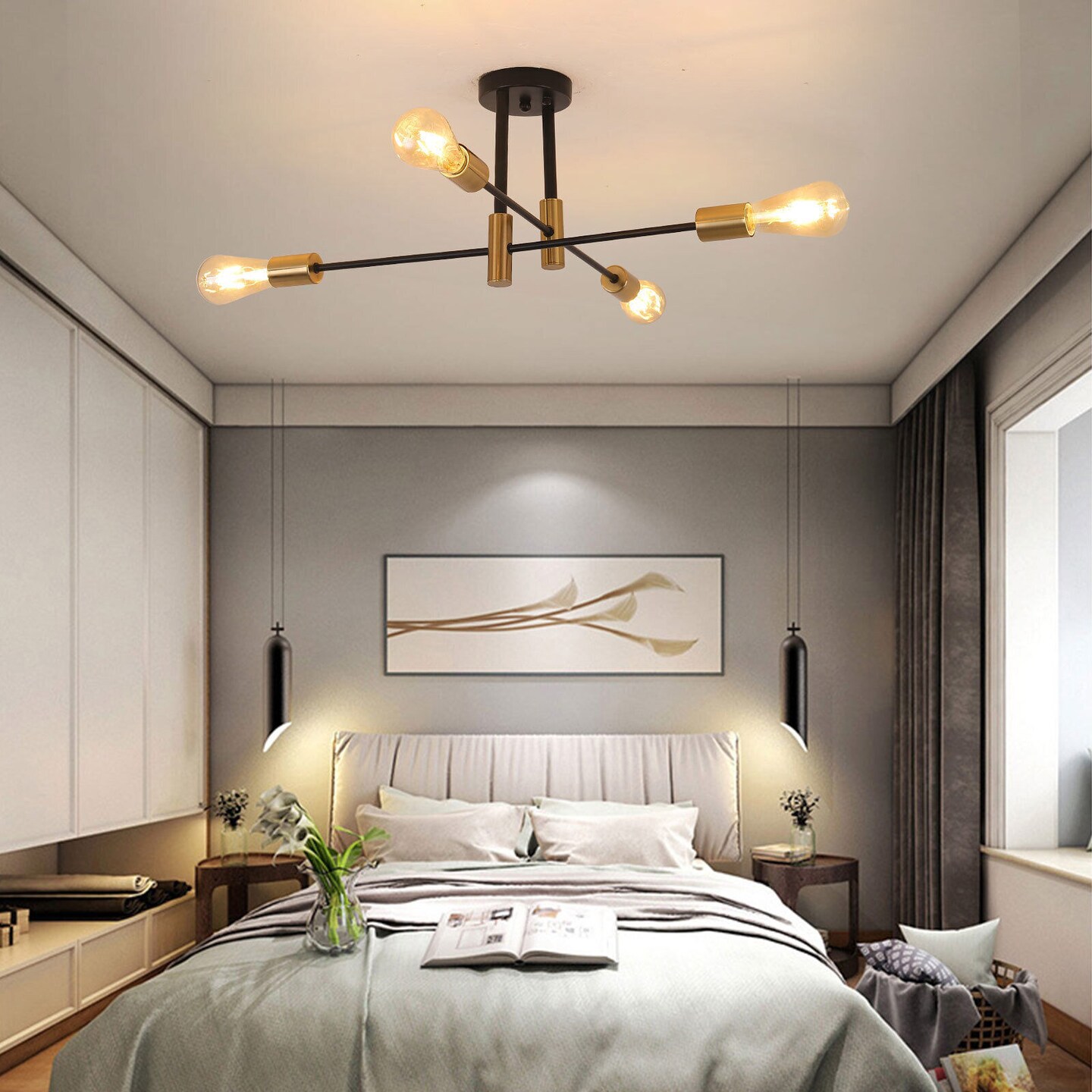 Kitcheniva 4-Light Sputnik Pendant Lamp Chandelier