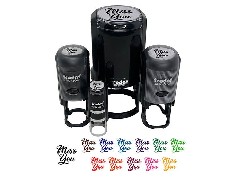 Miss You Script Self-Inking Rubber Stamp Ink Stamper for Stamping Crafting Planners