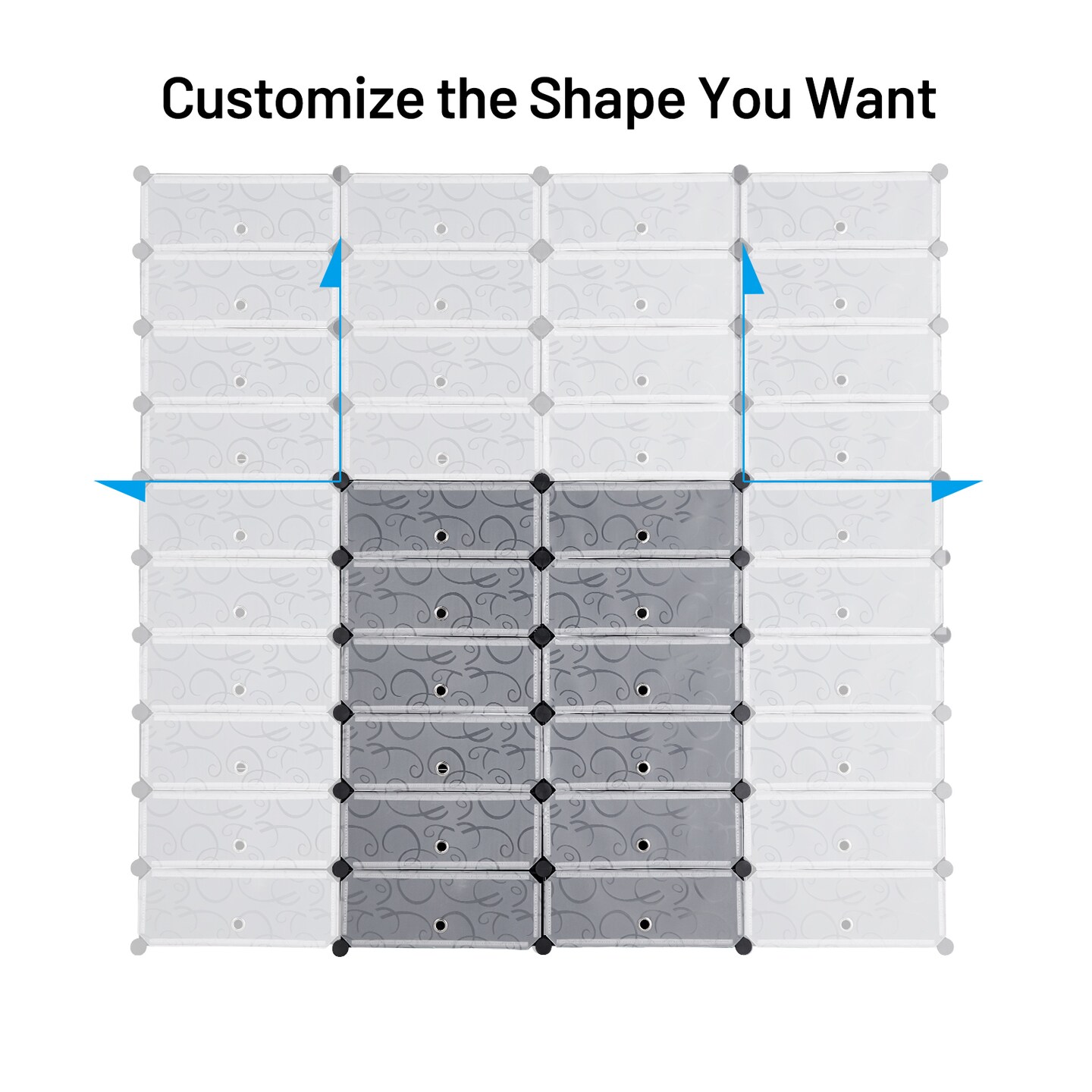 12 Cubes DIY Portable Plastic Shoe Rack with Doors