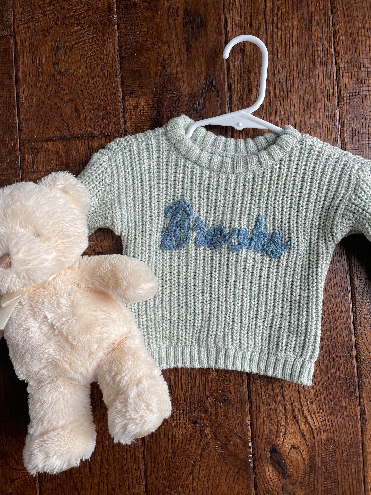 Keepsake Name Sweater high quality - Made in WA - Child - Toddler - One Year Old - Baby Shower Gift - Handmade - Custom - Made to Order - Knit