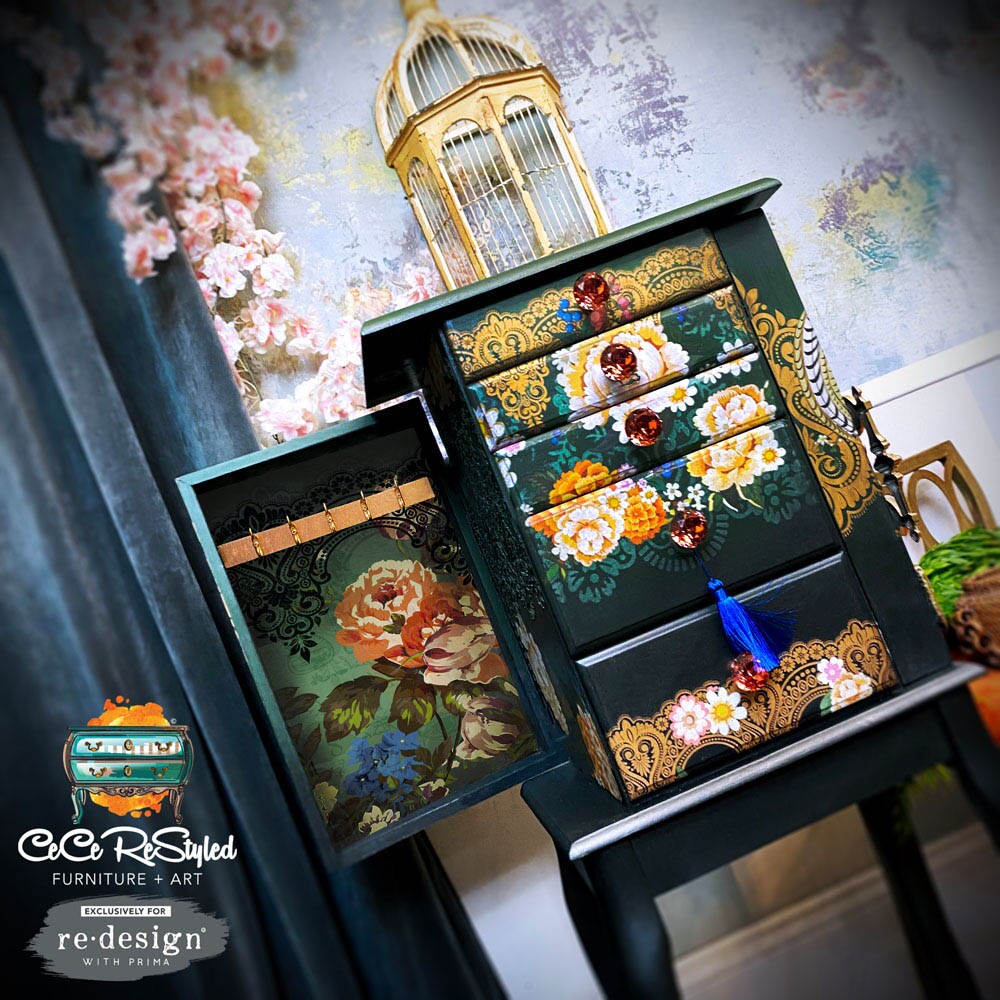 Redesign With Prima Decor Transfers - Cece Pheasants & Peonies - total sheet size 24"x 35" , cut into 2 sheets 655350657130