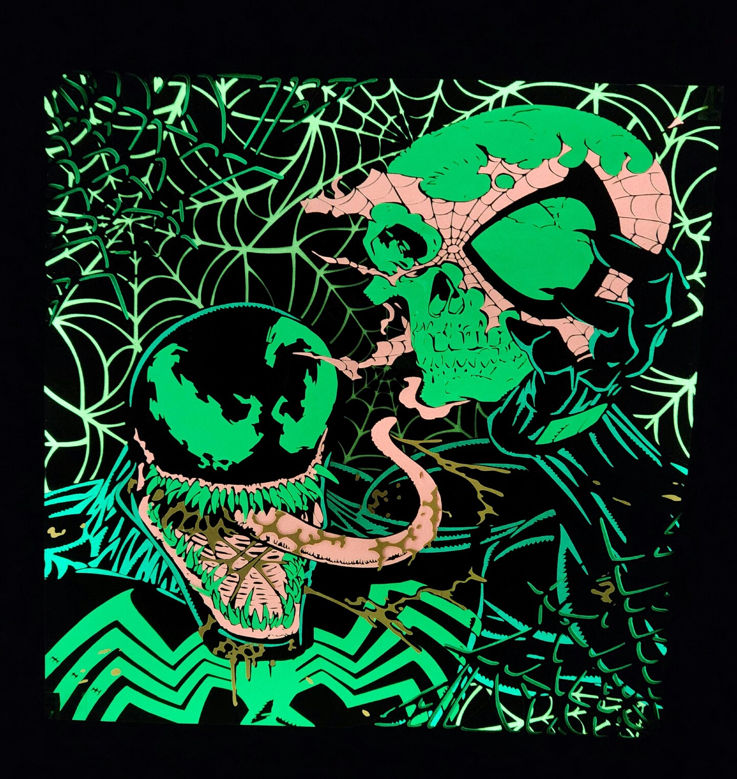 Venom Spider-Man 12x12in blacklight glow in the dark shadow box