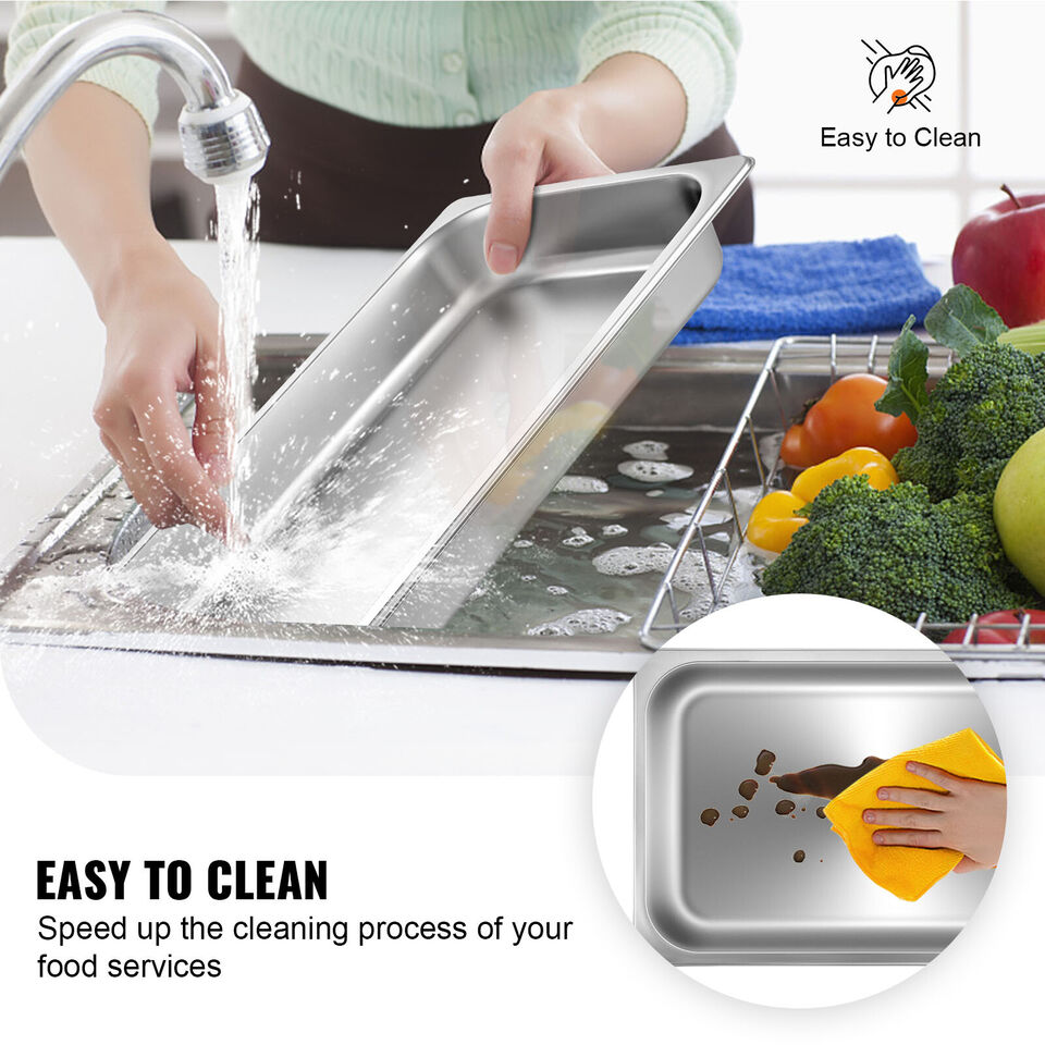 6 PCS 2.5 Inches Deep Steam Table Pans