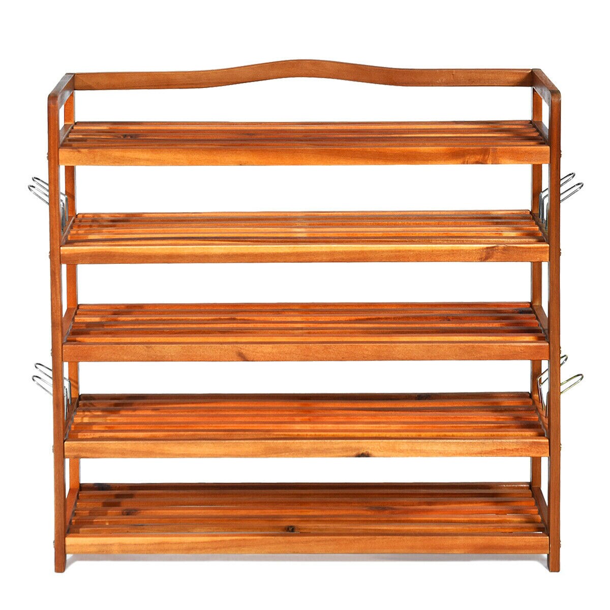 5-Tier Wood Shoe Rack Freestanding Large Shoe Storage Organizer