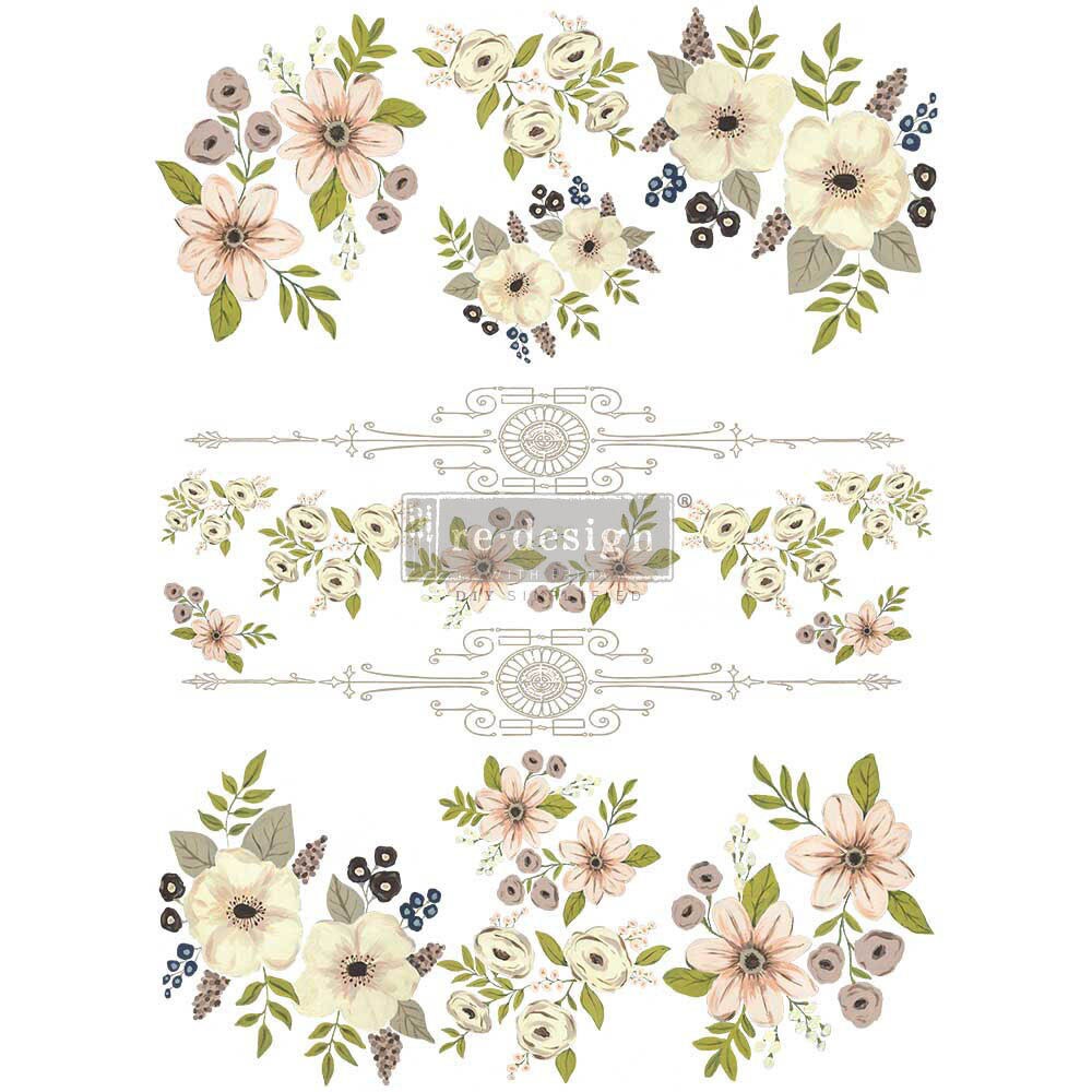 Redesign With Prima Decor Transfers - Painted Florals - total sheet size 24"x 35" , cut into 3 sheets 655350656522