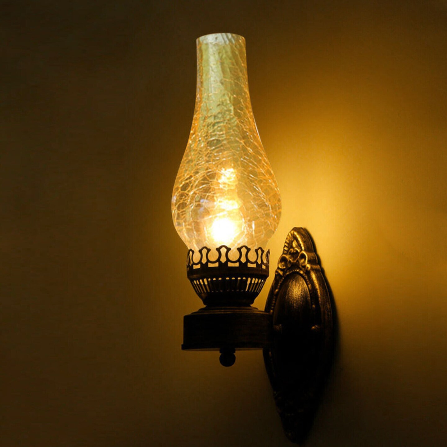 Kitcheniva Retro Wall Lamp Sconce Glass and Iron Light Fixture