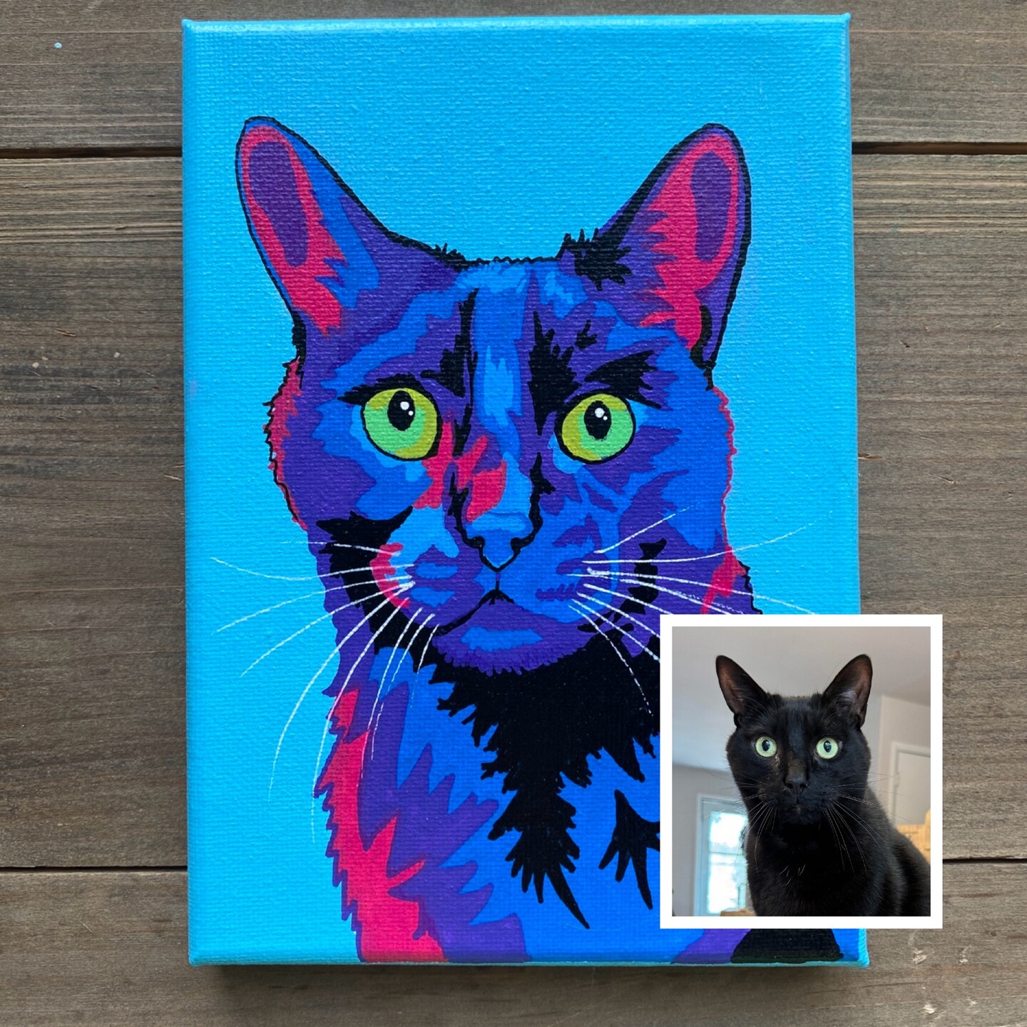 Custom Colorful Pet Portrait newest Acrylic Painting on Canvas, Portrait from Photo