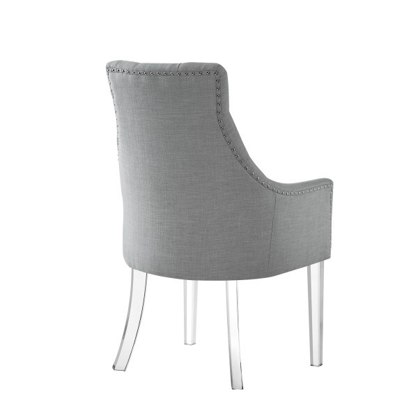 Winona Light Grey Linen Acrylic Leg Dining Chair (Set of 2)