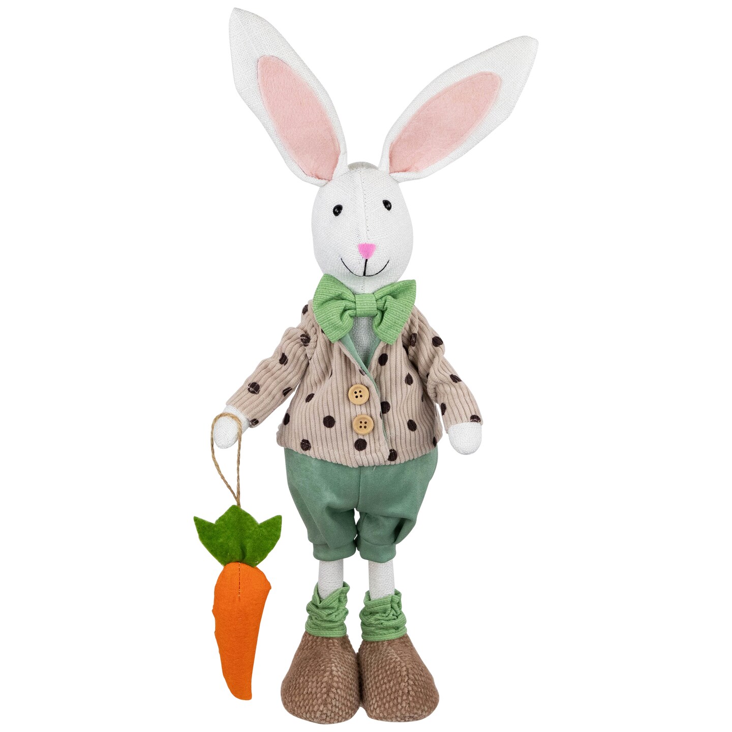 Northlight Polka Dot Boy Rabbit with Carrot Standing Easter Figure - 18&#x22;