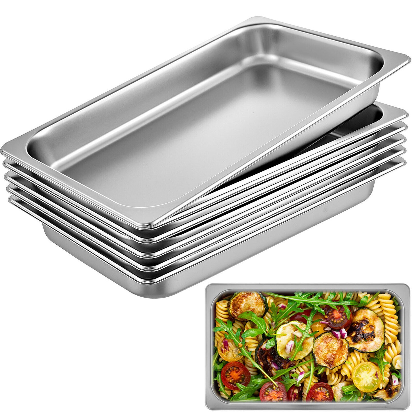 6 PCS 2.5 Inches Deep Steam Table Pans