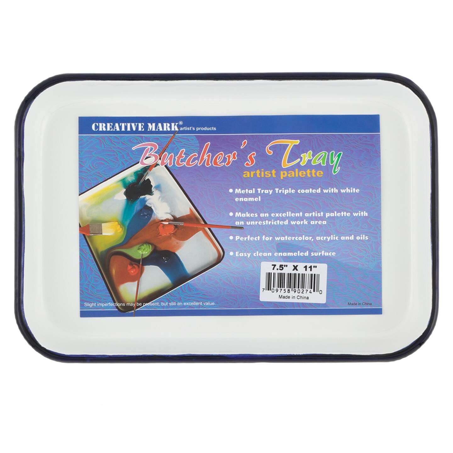 Creative Mark Butcher Tray Palette - Triple coated Enamel Tray Palette for Painting, Color Theory, Mixing, and more!