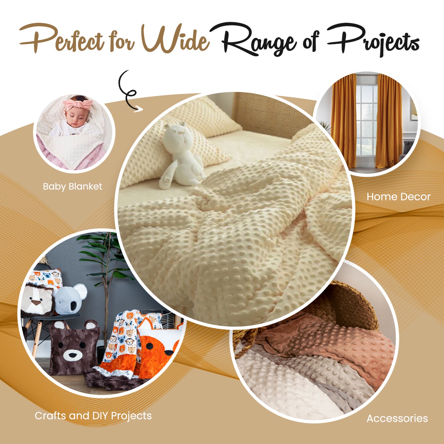 FabricLA Minky Fabric by The Yard | Oeko-TEX Certified Plush Fabric | Soft Minky Dimple Dot Cuddle Fabric | 60" inches Wide | Baby Blanket, Apparel, Throws