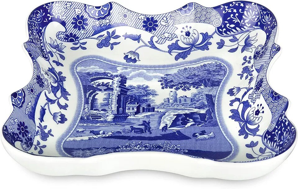 Spode Blue Italian Collection 14 Inch Porcelain Devonia Tray - Blue White