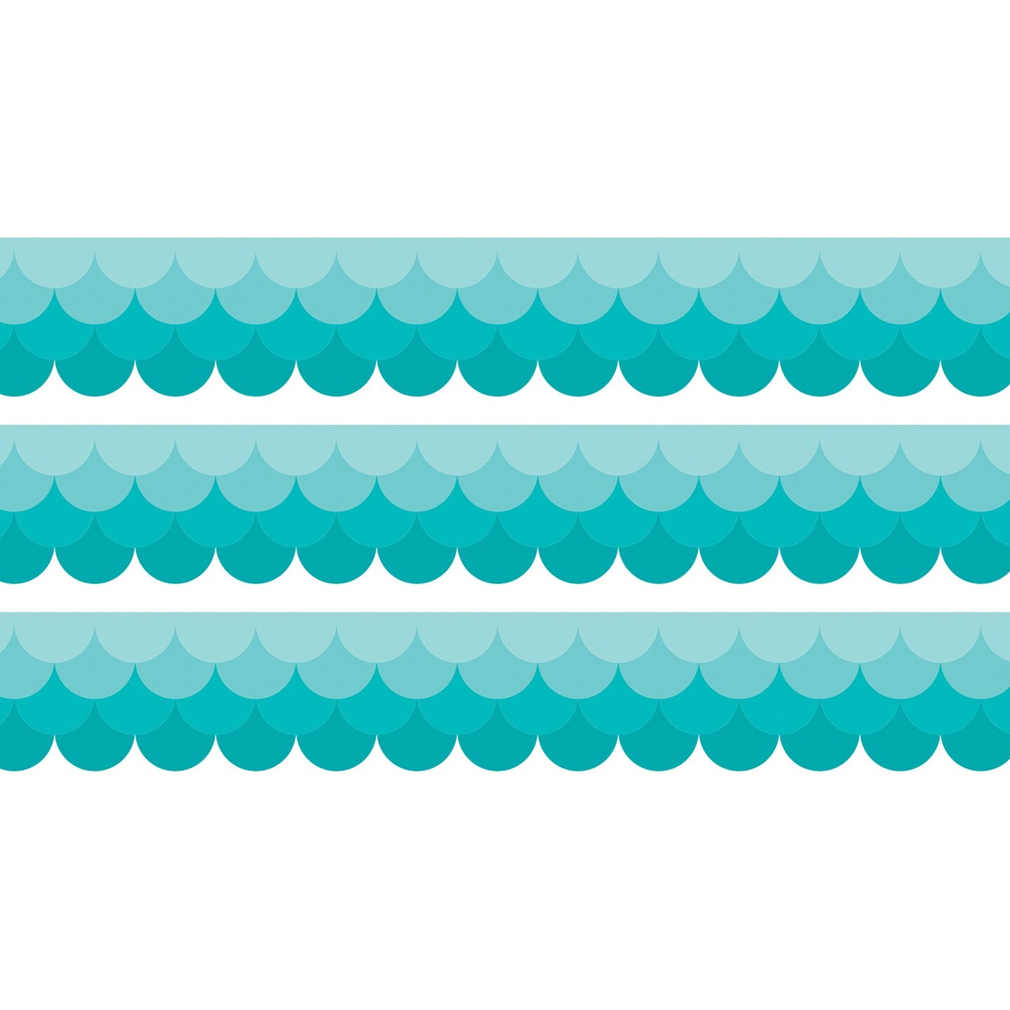 Painted Palette Ombre Turquoise Scallops EZ Border, 48 Feet Per Pack, 3 Packs