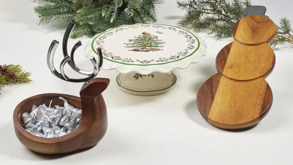 Spode Christmas Tree Gold Cake Stand| Measures 11-inches
