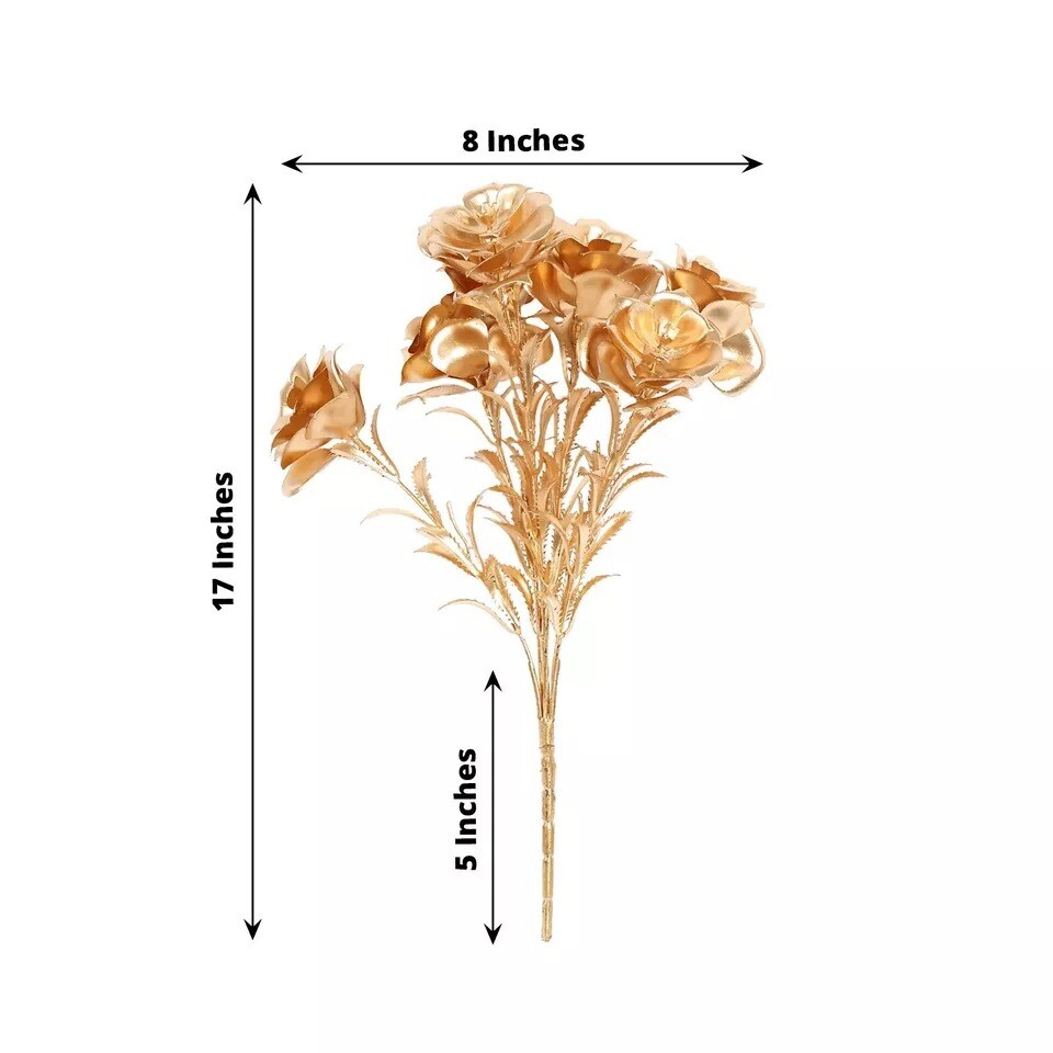 Gold 2 Metallic 17&#x22; Artificial Rose Flower