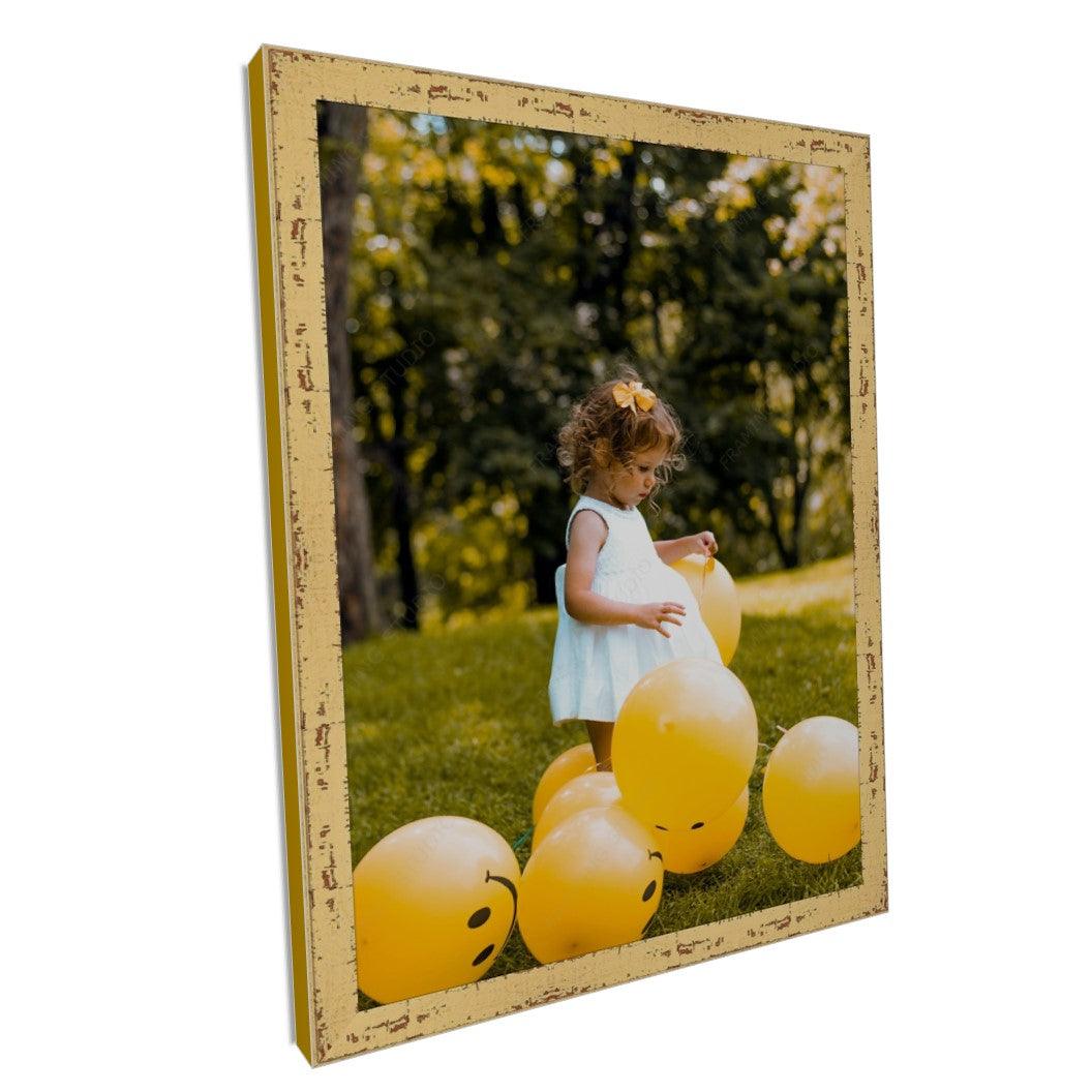 Yellow Barnwood Picture Frame Distressed Rustic - Custom Framing