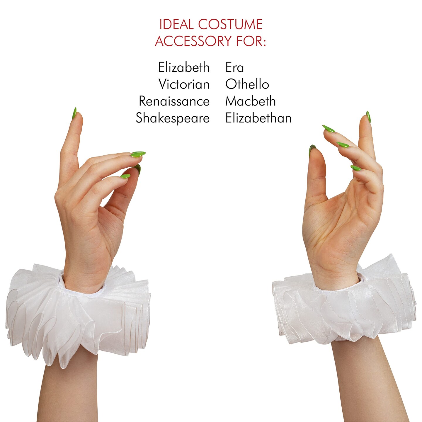 Renaissance Collar Cuff Set - Vintage White Neck Ruff and Wrist Ruffle Cuffs Costume Accessories Dress Up Kit