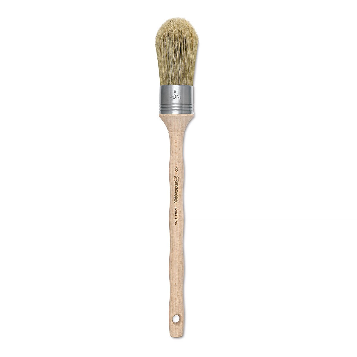 scoda Natural Bristle Brushes - Round Domed, Size 8, Long Handle