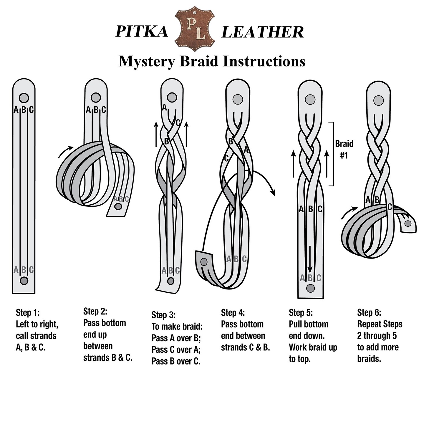 Mystery Braid Leather Bracelets Kit - 8 Brown Leather Bracelets Braiding Ready - Made in USA by Pitka Leather