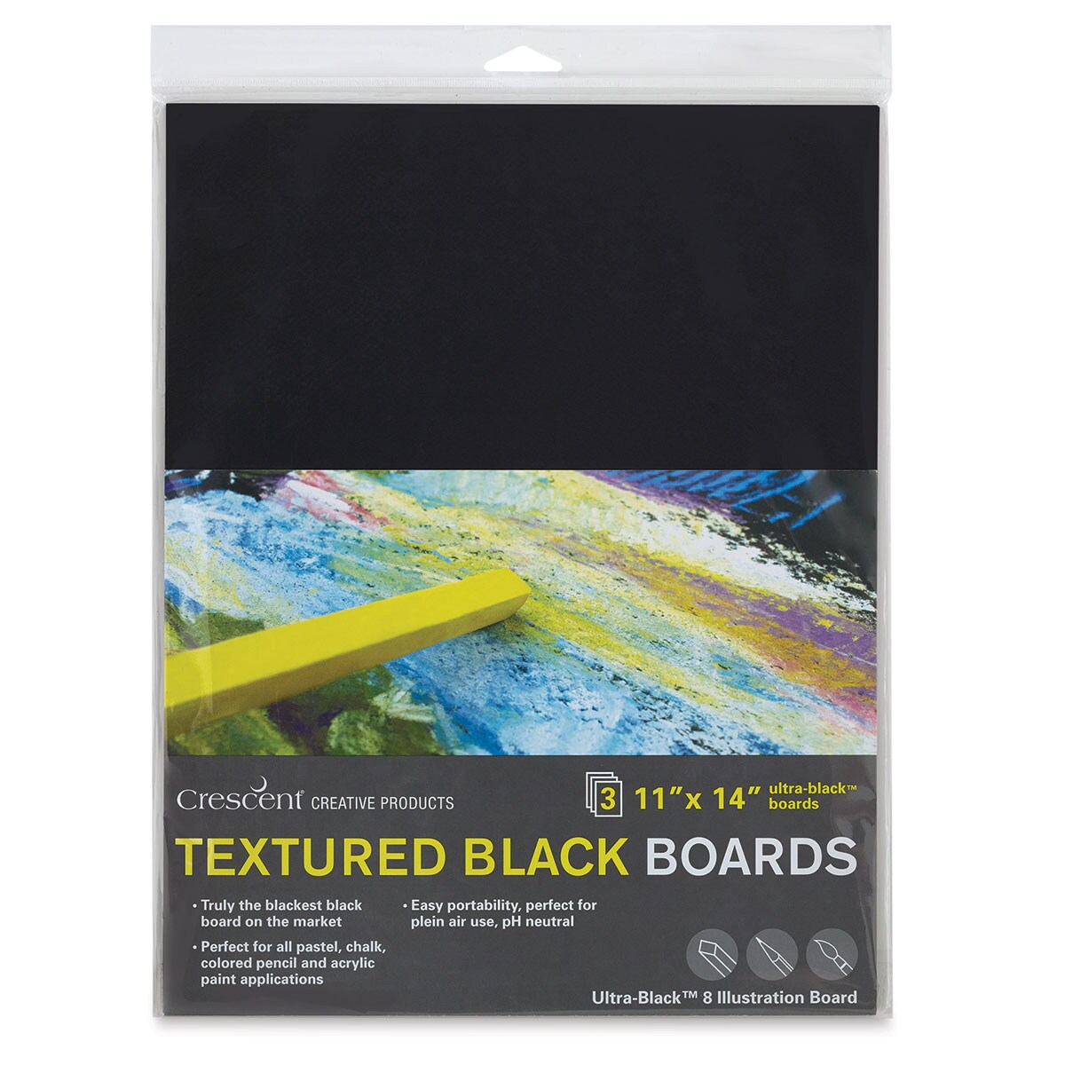 Crescent Textured Black Art Boards - Pkg of 3, 11&#x22; x 14&#x22;