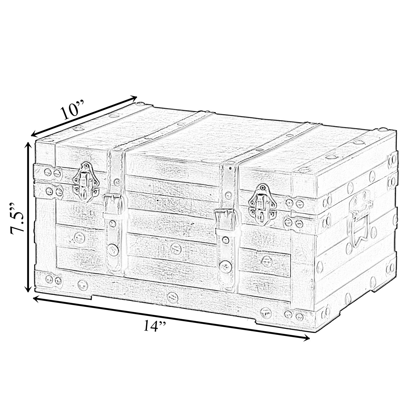 Wooden Brown Storage Trunk with Faux Leather Straps and Handles