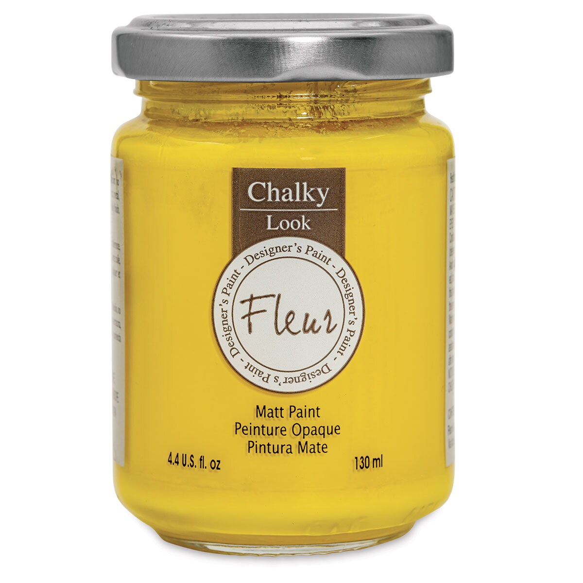 Fleur Chalky Look Paint - Primary Yellow, 4.4 oz jar