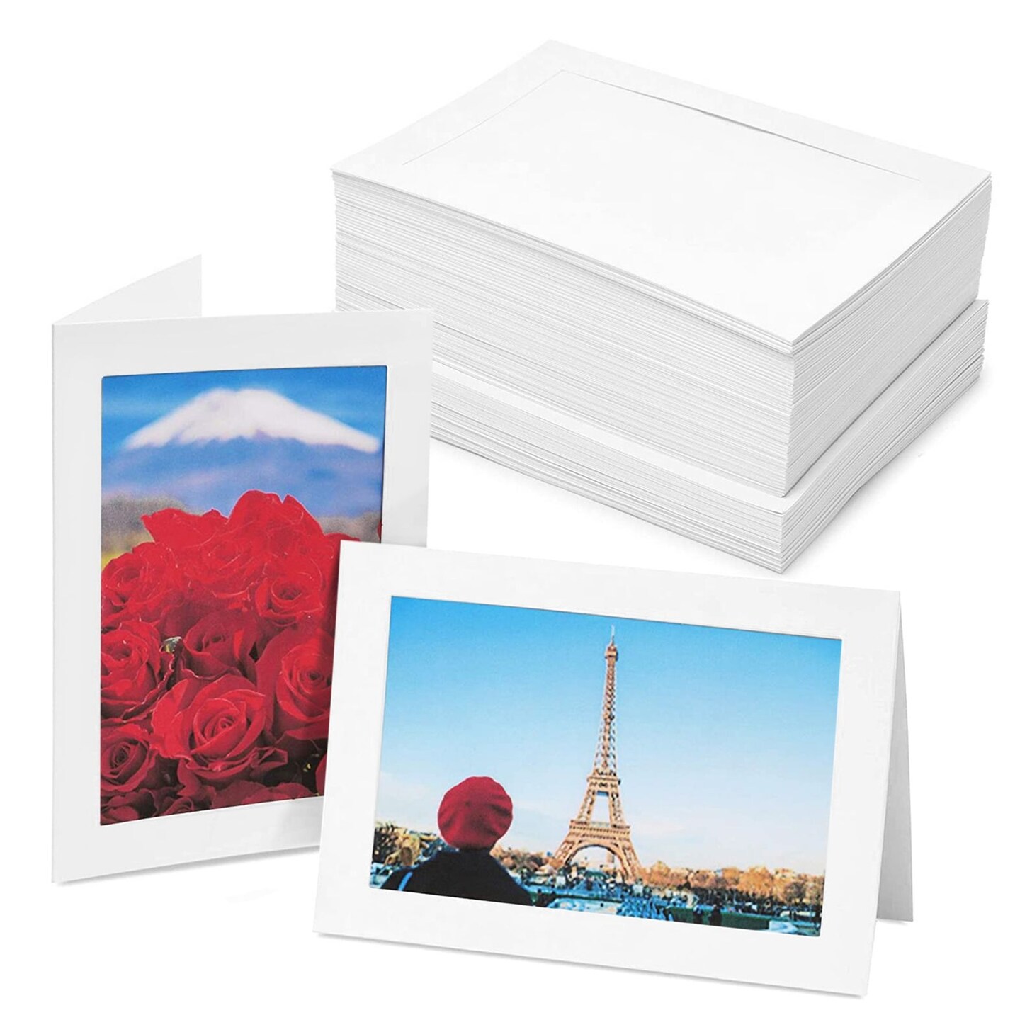 48 Pack Photo Frame Cards with Envelopes 4x6 - Paper Picture Frame for Photo Insert - Weddings, Graduations, Birthday, Anniversary (White)
