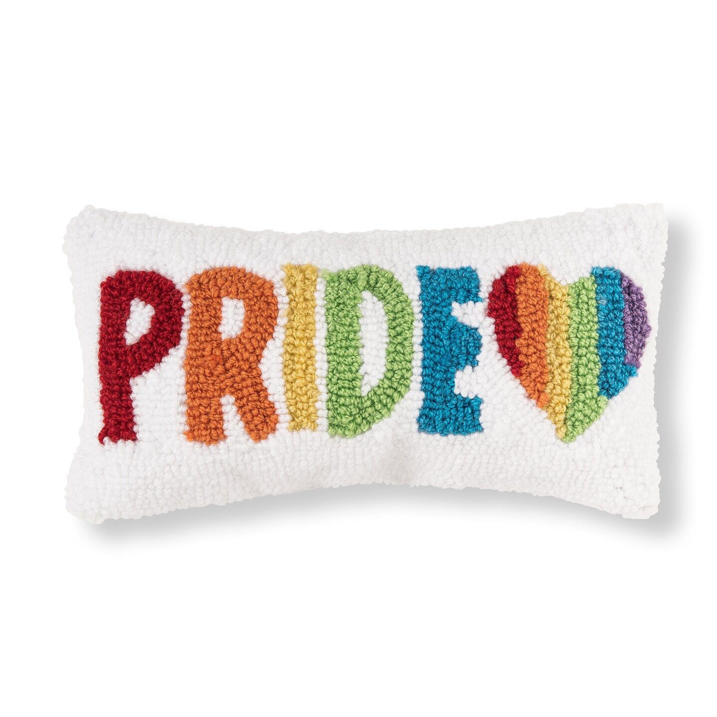 6&#x22; x 12&#x22; Pride Heart Rainbow Hooked Decorative Love is Love Throw Pillow