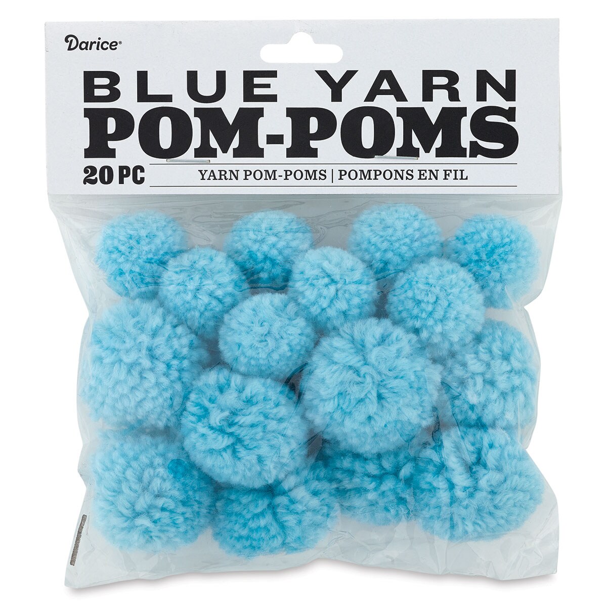 Blue Yarn Pom Poms 1 & 1.5 inches Pack of 20 Craft Supplies for