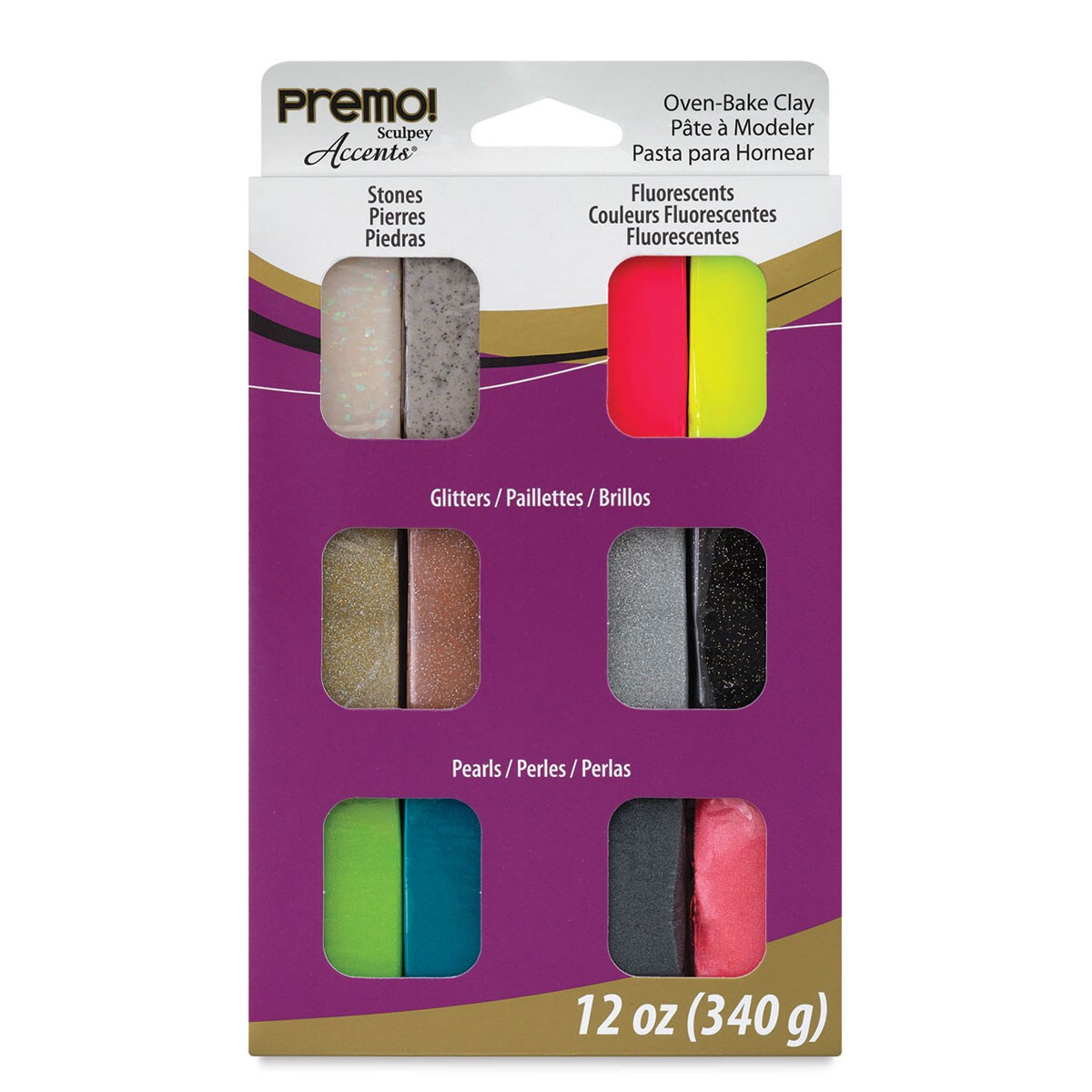 Sculpey Premo Accents oven-bake polymer clay, frost white glitter