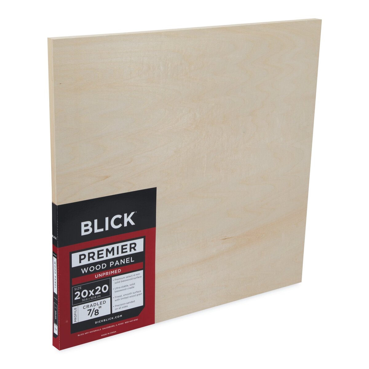 Blick Premier Wood Panel - 20&#x22; x 20&#x22;, 7/8&#x22; Traditional Profile, Cradled