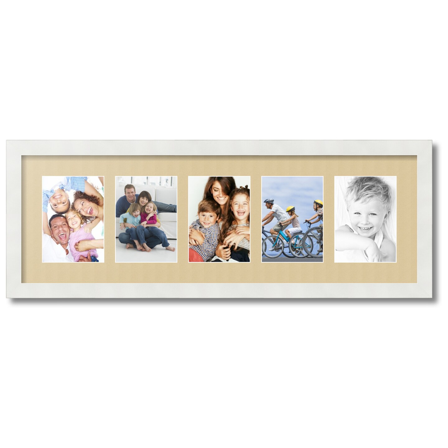 ArtToFrames Collage Photo Picture Frame with 5 - 5x7 inch Openings, Framed in White with Over 62 Mat Color Options and Plexi Glass (CSM-3966-152)