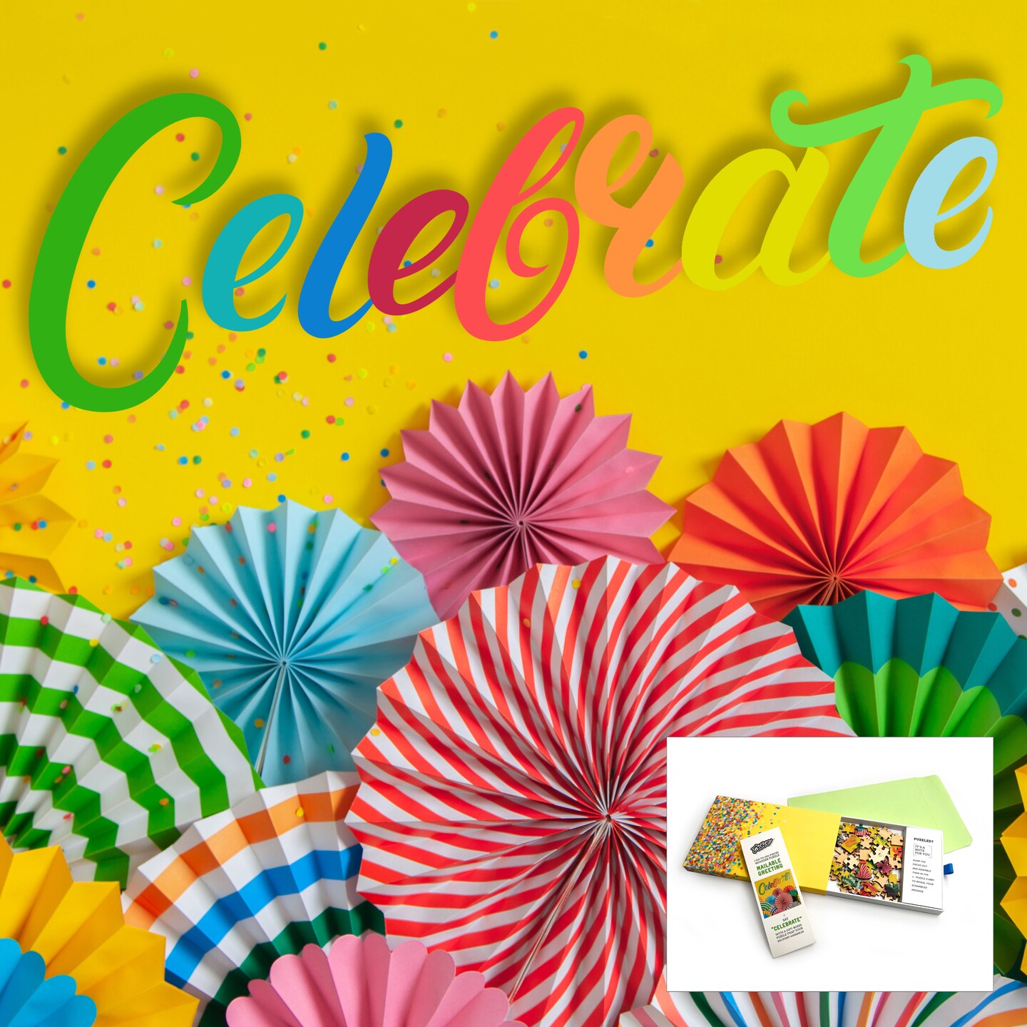Mailable Greeting Card Wooden Puzzle : Celebrate