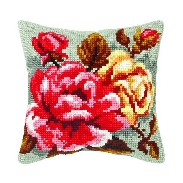 Needlepoint Cushion Kit "Roses on the grey background" 9356