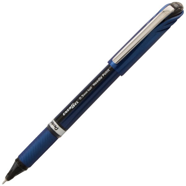 EnerGel NV Liquid Gel Pen, (0.5mm) Needle Tip, Fine Line Capped, Black Ink