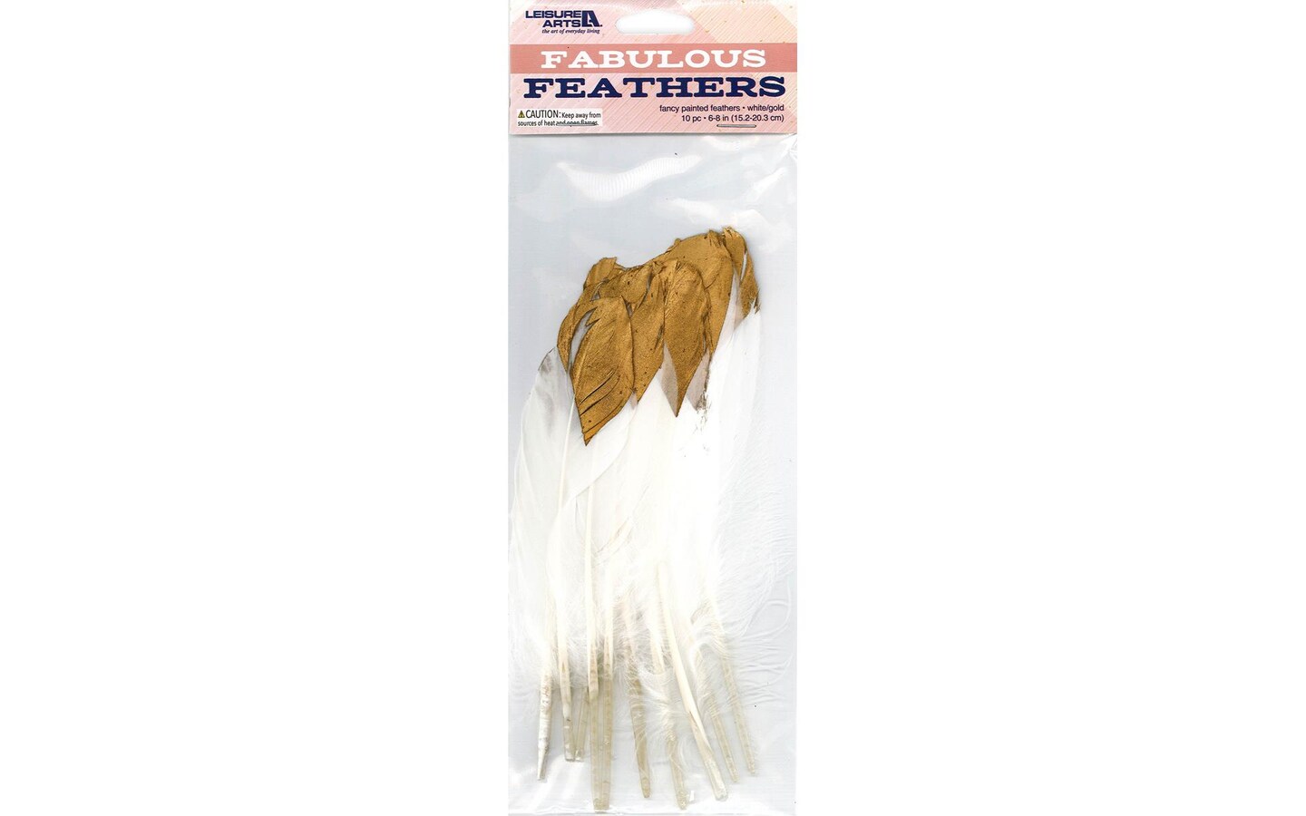 Leisure Arts Feathers Painted White/Gold 10Pc