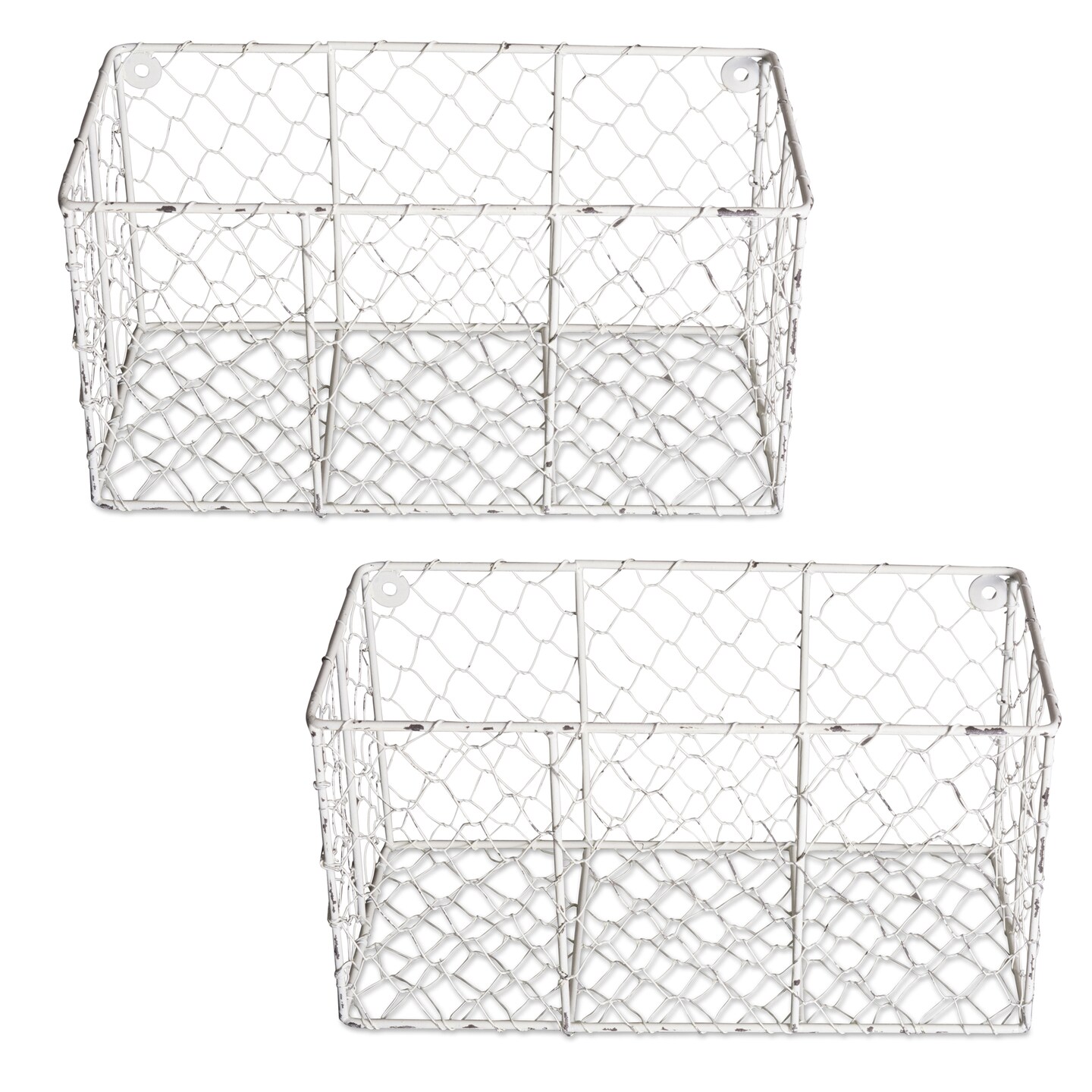 DII Wall Mount Chicken Wire Basket(Set of 2) Small Antique White Michaels