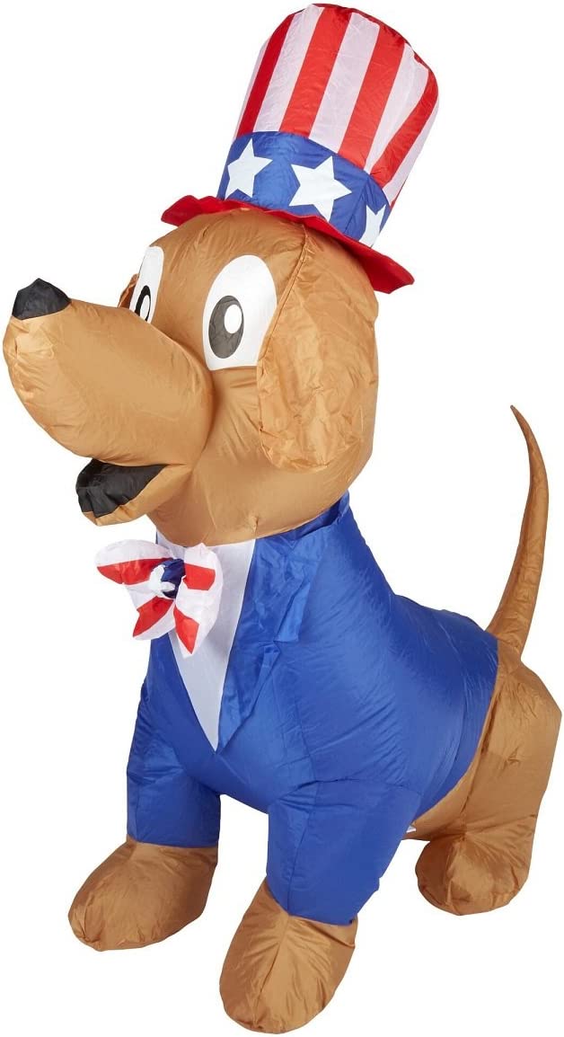 5' Gemmy Airblown Inflatable 4th of July Patriotic Pooch Puppy Dog 48973