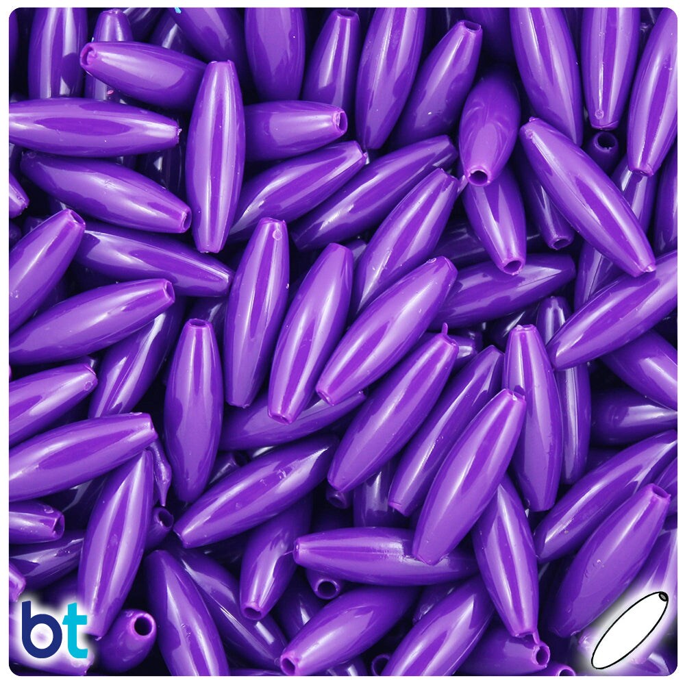 BeadTin Plum Neon Bright 19mm Spaghetti Plastic Craft Beads (150pcs