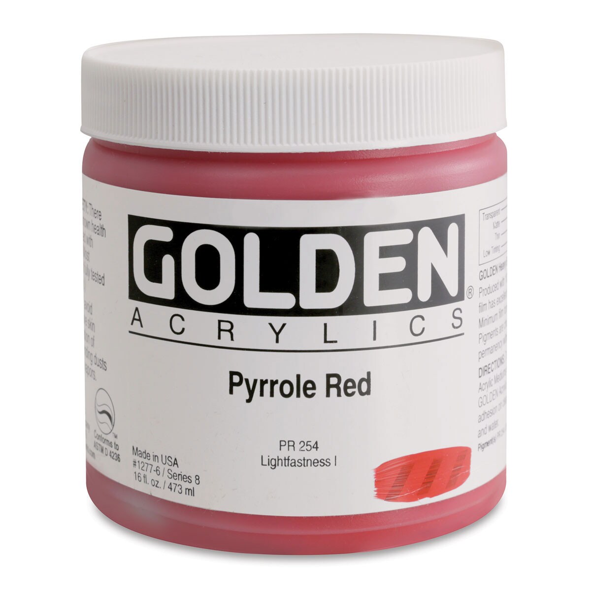 Golden Heavy Body Artist Acrylics - Pyrrole Red, 16 oz Jar
