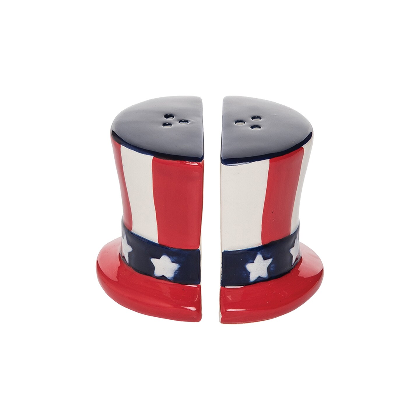 Patriotic Stars & Stripes Flag Ceramic Salt & Pepper Shaker Set of 2