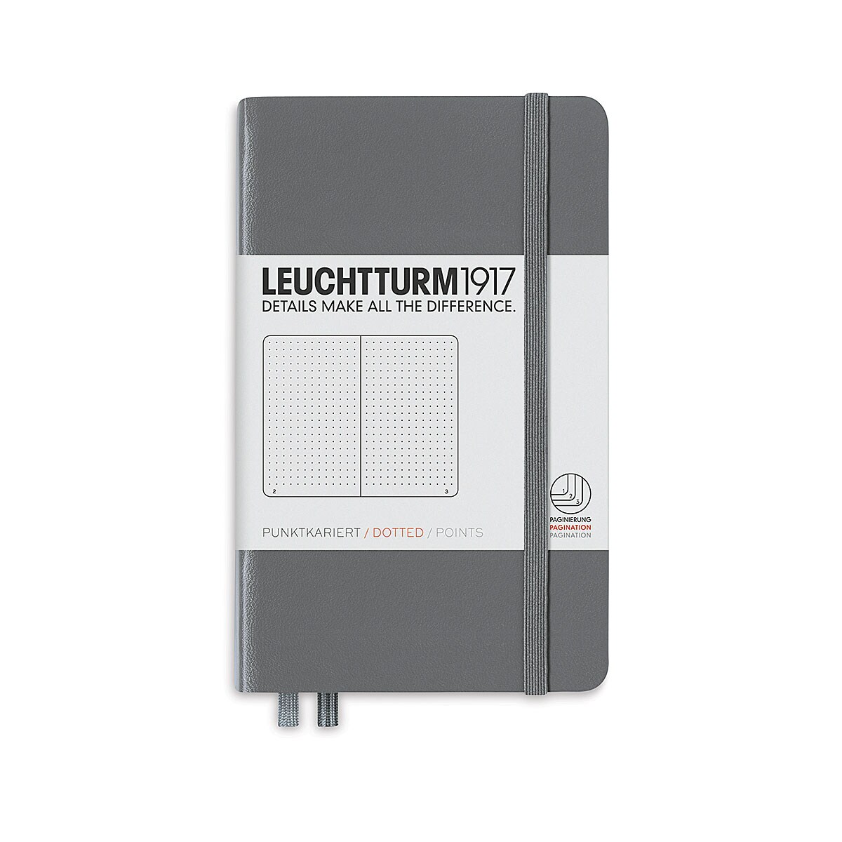 Leuchtturm1917 Dotted Hardbound Notebook - Anthracite, 3-1/2" x 6"