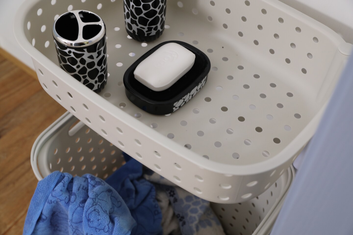 2 Tier Plastic Laundry Basket with Wheels
