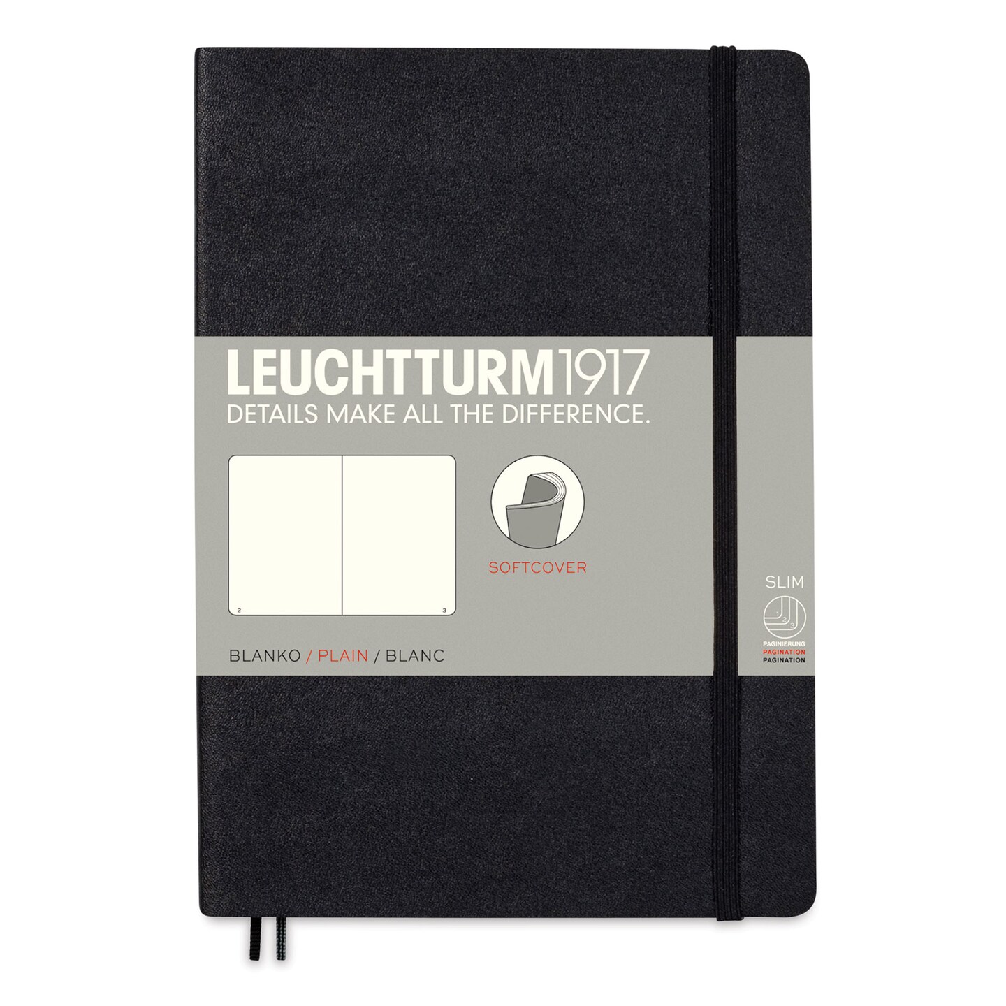 Leuchtturm1917 Blank Softcover Notebook - Black, 5-3/4&#x22; x 8-1/4&#x22;